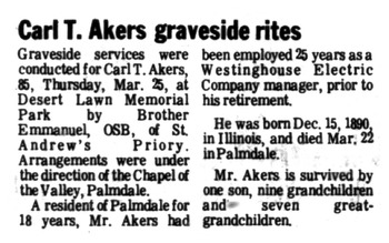 Akers,   Carl T. obituary