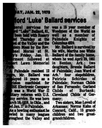 Ballard,   Bluford Harold obituary