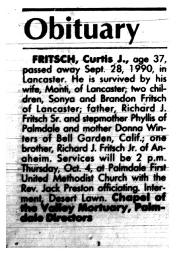 Fritsch, Curtis James obituary