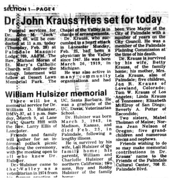 Krauss, John Martin ('Jack') obituary