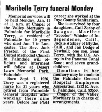 Terry, Maribelle obituary