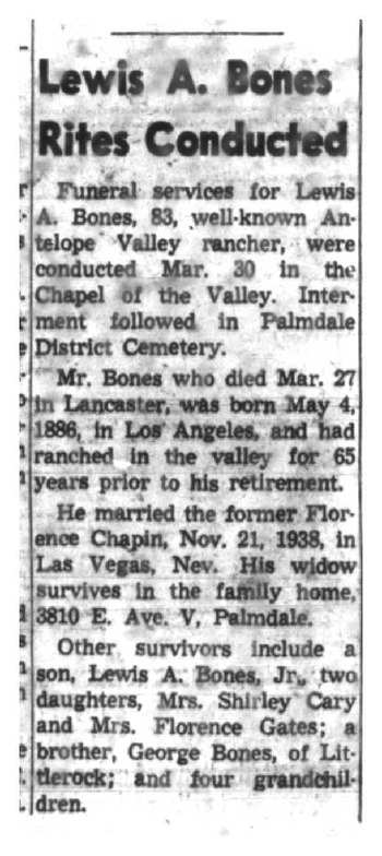 Bones,   Louis Arthur obituary