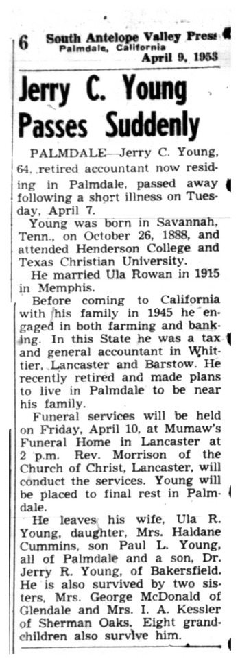 Young, Jerry Cherry obituary