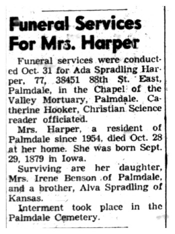 Harper,   Ada obituary